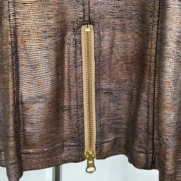 Clara Sun Woo Medium Liquid Leather Signature Moto Jacket Medium Copper Bronze - Picture 8 of 11